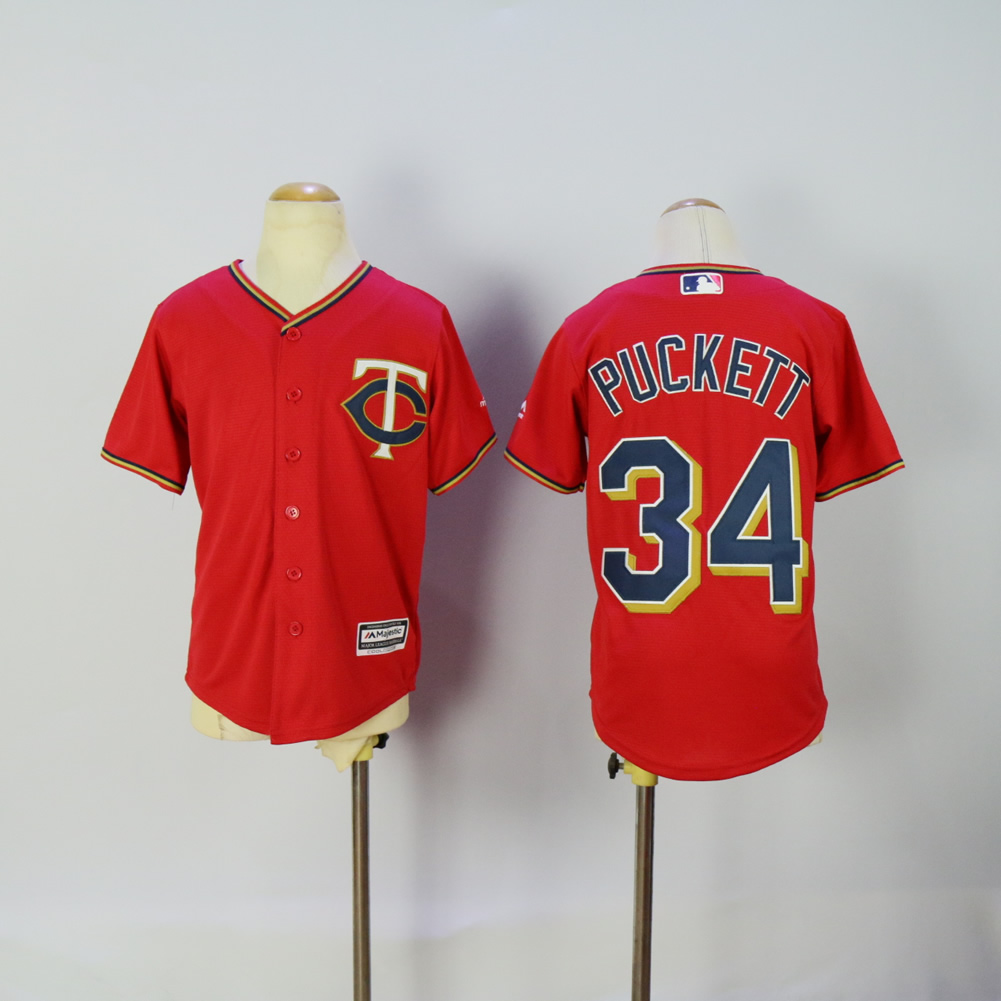Youth Minnesota Twins #34 Puckett Red MLB Jerseys->women mlb jersey->Women Jersey